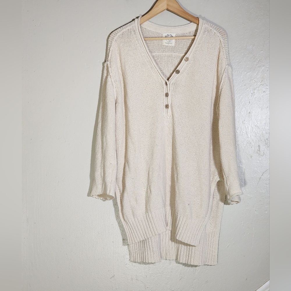 We The Free Cream Knit V-Neck Sweater